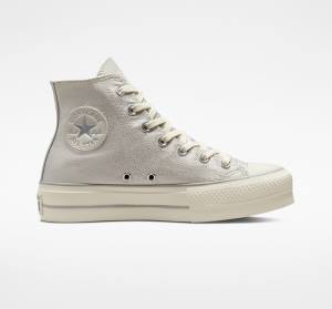 Converse Chuck Taylor All Star Lift Platform Metallic Twill Sneakers High Sølv Sølv | CV-752AHK
