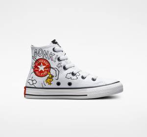 Converse Peanuts Chuck Taylor All Star Sneakers High Hvide Sort Rød | CV-591HMT
