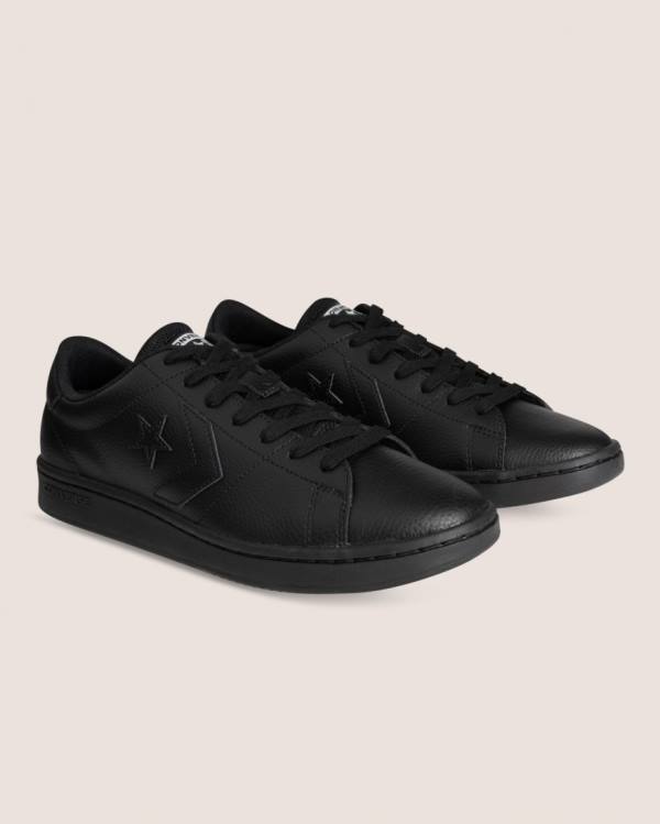 Converse All Court Læder Sneakers Low Sort | CV-847KCT