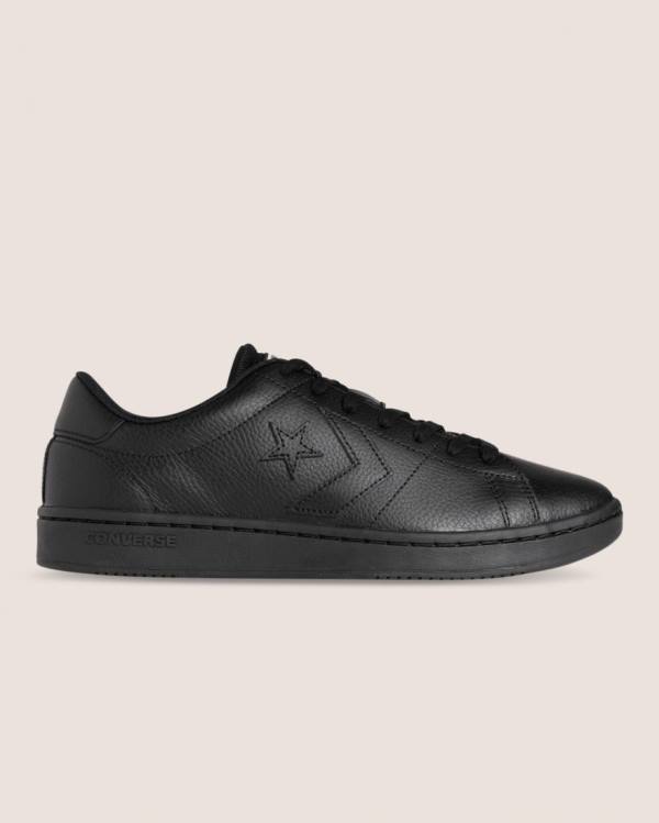 Converse All Court Læder Sneakers Low Sort | CV-847KCT