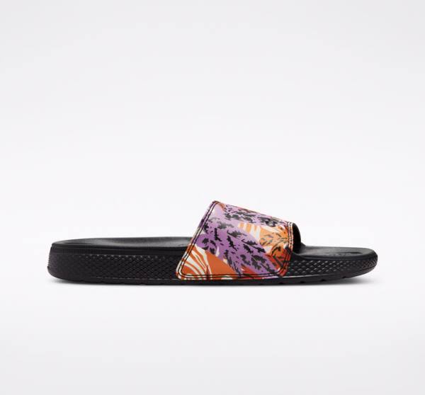 Converse All Star Badesandaler Tropical Florals Sandaler Sort Dyb Gul Lyserød | CV-810PVB