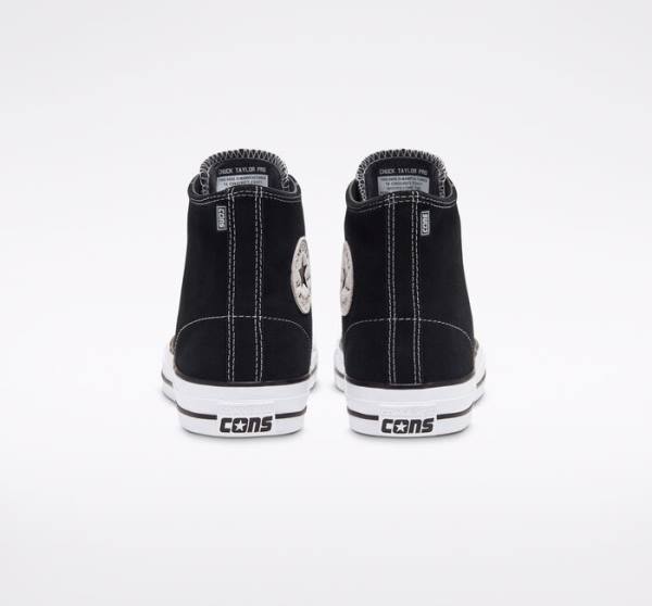 Converse CONS Chuck Taylor All Star Pro Ruskind Skate Sko Sort Hvide | CV-765UVC