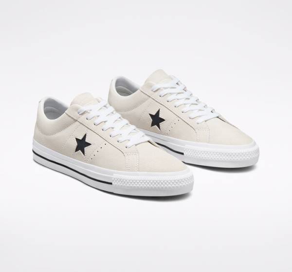 Converse CONS One Star Pro Ruskind Skate Sko Hvide Sort | CV-256GIV