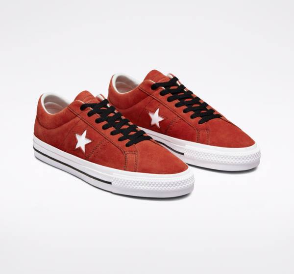 Converse CONS One Star Pro Ruskind Skate Sko Sort Hvide | CV-489ULD