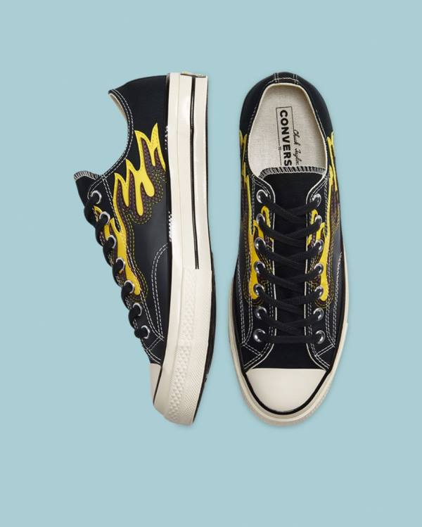 Converse Chuck 70 Archive Flame Overlay Sneakers Low Sort | CV-250VHI