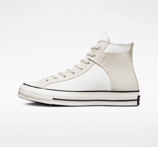 Converse Chuck 70 Crafted Canvas Sneakers High Hvide Sort | CV-548XJM