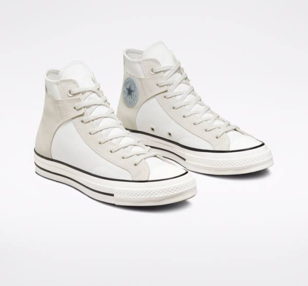 Converse Chuck 70 Crafted Canvas Sneakers High Hvide Sort | CV-548XJM