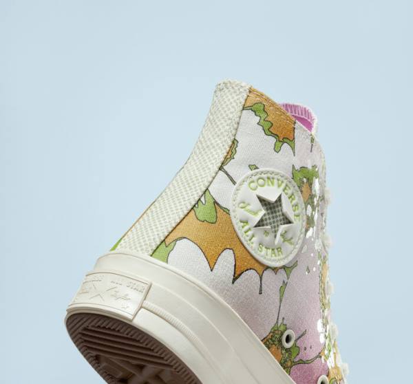 Converse Chuck 70 Crafted Florals Sneakers High Lyserød Olivengrøn | CV-317UEZ