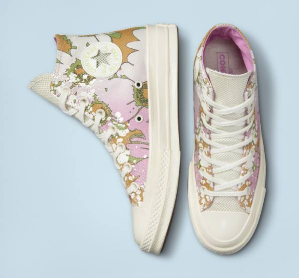 Converse Chuck 70 Crafted Florals Sneakers High Lyserød Olivengrøn | CV-317UEZ