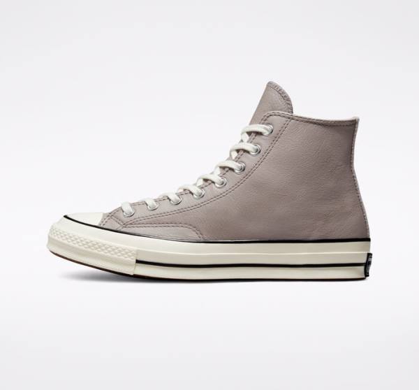 Converse Chuck 70 Crafted Læder Sneakers High Grå Sort | CV-142XOQ