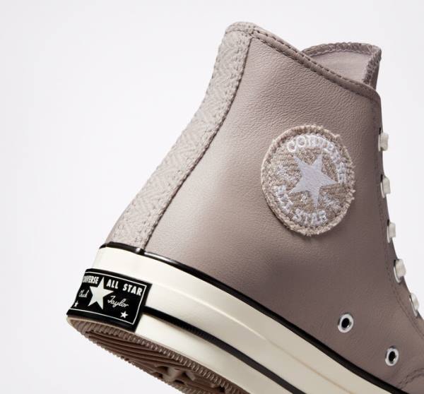 Converse Chuck 70 Crafted Læder Sneakers High Grå Sort | CV-142XOQ