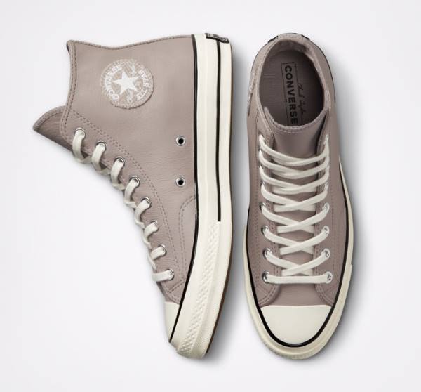 Converse Chuck 70 Crafted Læder Sneakers High Grå Sort | CV-142XOQ