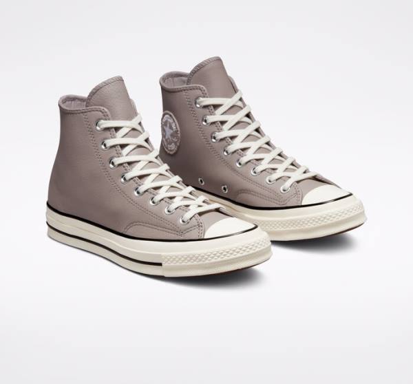 Converse Chuck 70 Crafted Læder Sneakers High Grå Sort | CV-142XOQ