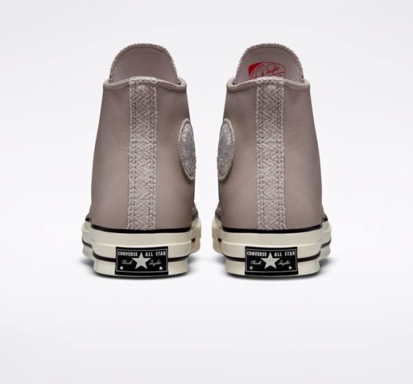 Converse Chuck 70 Crafted Læder Sneakers High Grå Sort | CV-142XOQ