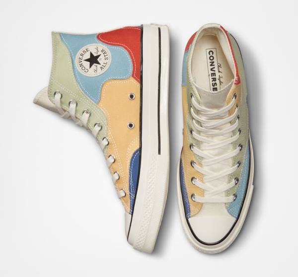 Converse Chuck 70 Crafted Patchwork Sneakers High Olivengrøn Blå | CV-439FQK