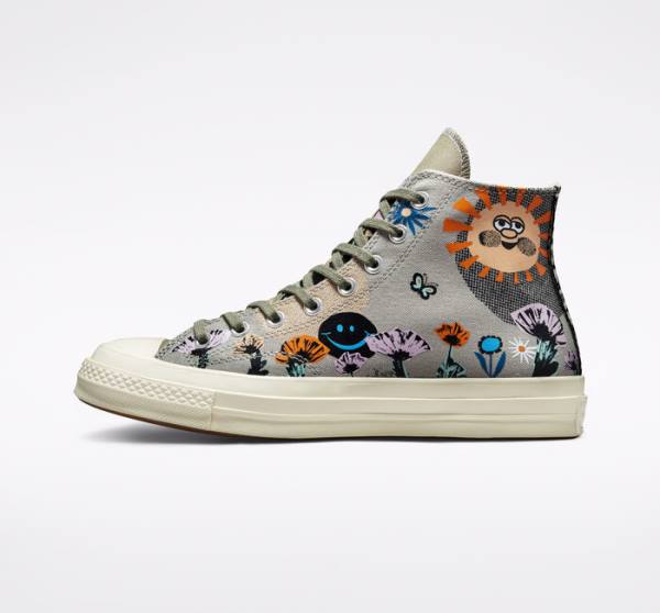 Converse Chuck 70 Floral Sneakers High Olivengrøn Flerfarvede | CV-081RWD