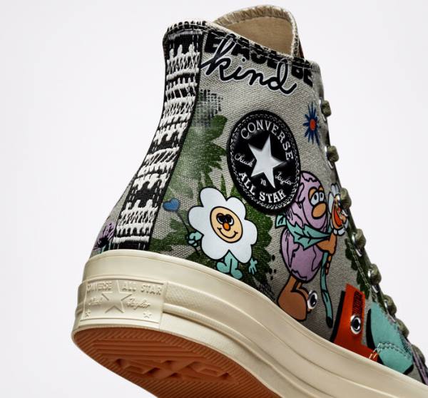 Converse Chuck 70 Floral Sneakers High Olivengrøn Flerfarvede | CV-081RWD