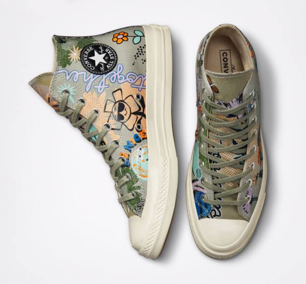 Converse Chuck 70 Floral Sneakers High Olivengrøn Flerfarvede | CV-081RWD