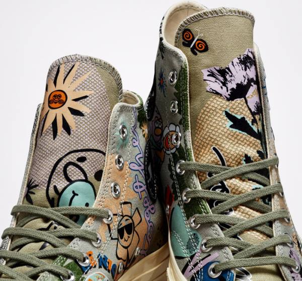 Converse Chuck 70 Floral Sneakers High Olivengrøn Flerfarvede | CV-081RWD