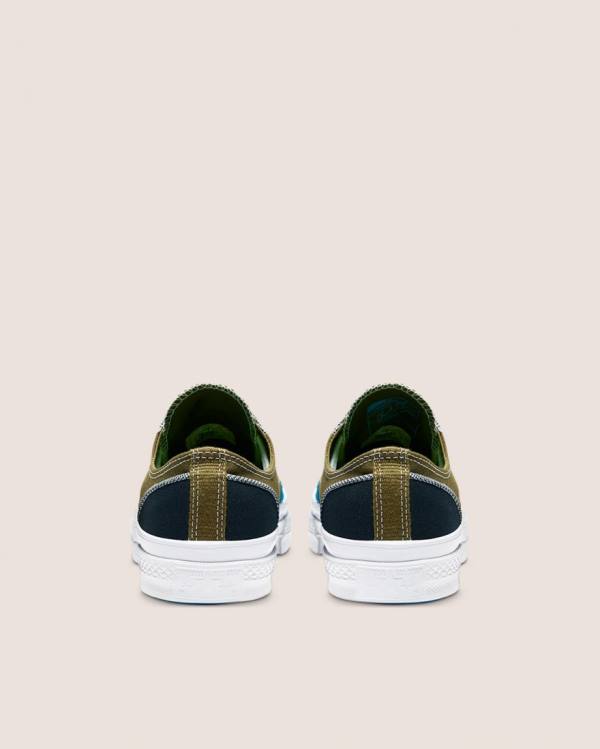Converse Chuck 70 Patchwork Sneakers Low Olivengrøn Blå | CV-794JHK
