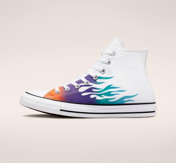 Converse Chuck Taylor All Star Archive Prints Sneakers High Hvide Blå Turkis | CV-960IBN