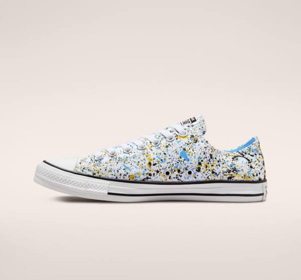 Converse Chuck Taylor All Star Archive Paint Splatter Sneakers Low Hvide Blå | CV-978NGC