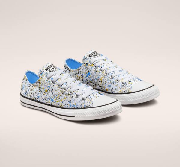 Converse Chuck Taylor All Star Archive Paint Splatter Sneakers Low Hvide Blå | CV-978NGC