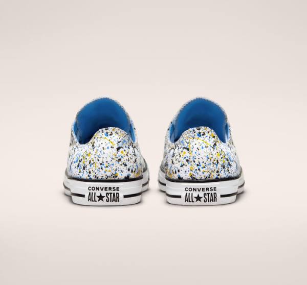 Converse Chuck Taylor All Star Archive Paint Splatter Sneakers Low Hvide Blå | CV-978NGC