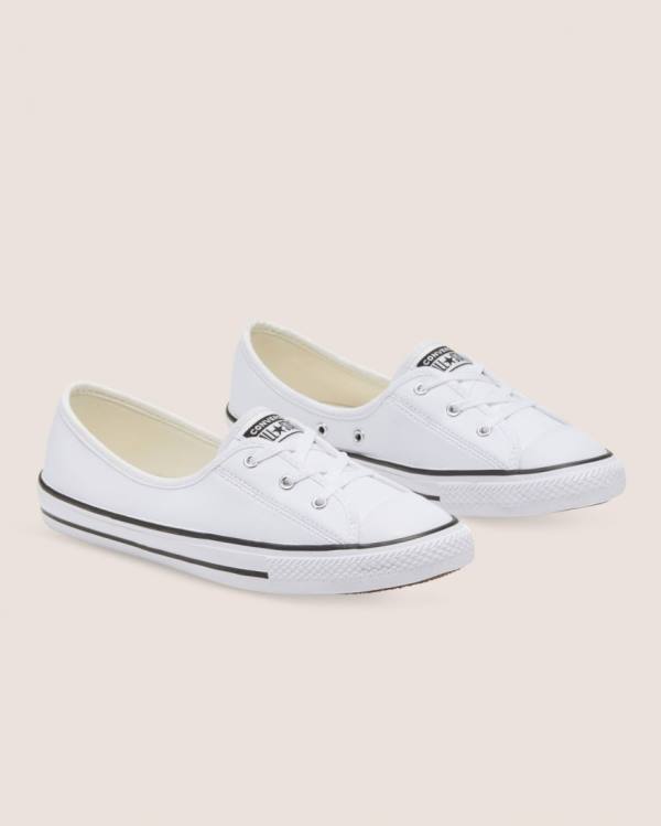 Converse Chuck Taylor All Star Ballet Blonder Faux Læder Slip Sneakers Low Hvide | CV-431UNT