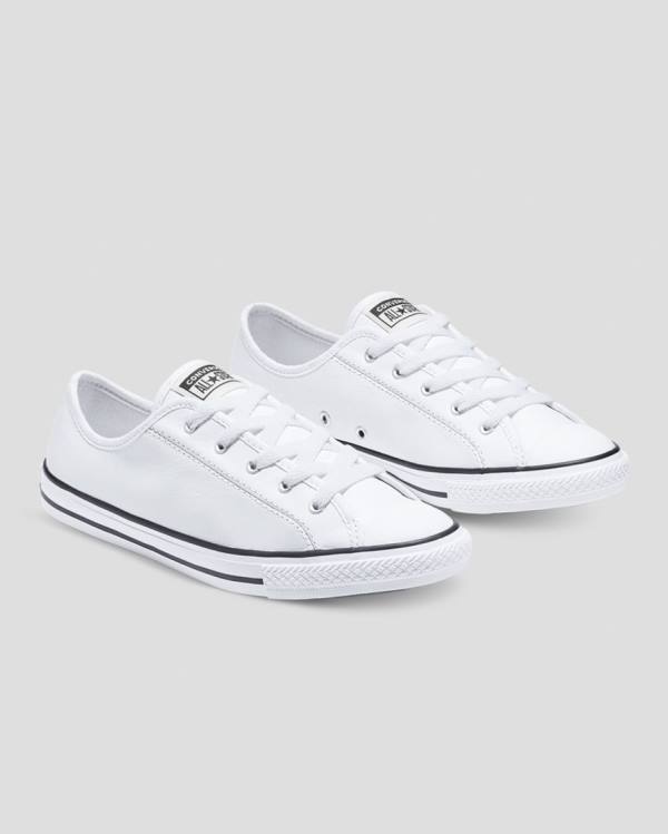 Converse Chuck Taylor All Star Dainty Læder Sneakers Low Hvide | CV-310JAV