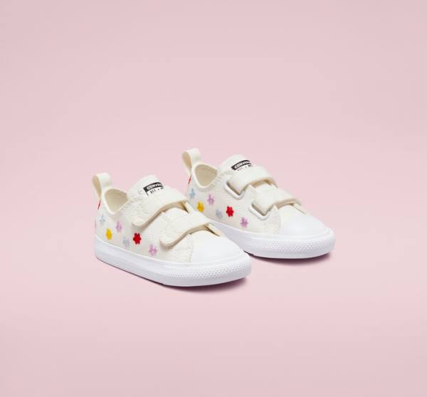 Converse Chuck Taylor All Star Easy-On Floral Embroidery Sneakers Low Hvide Hvide | CV-960ZSK