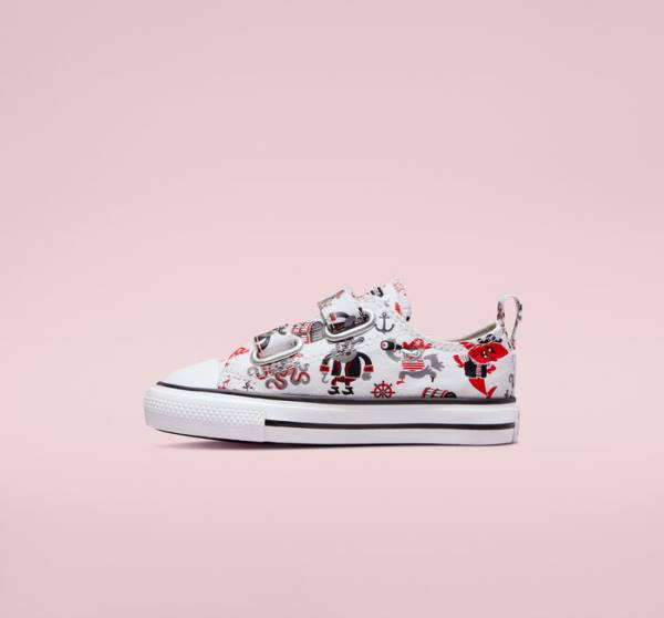 Converse Chuck Taylor All Star Easy-On Pirates Sneakers Low Hvide Rød Sort | CV-109TFN