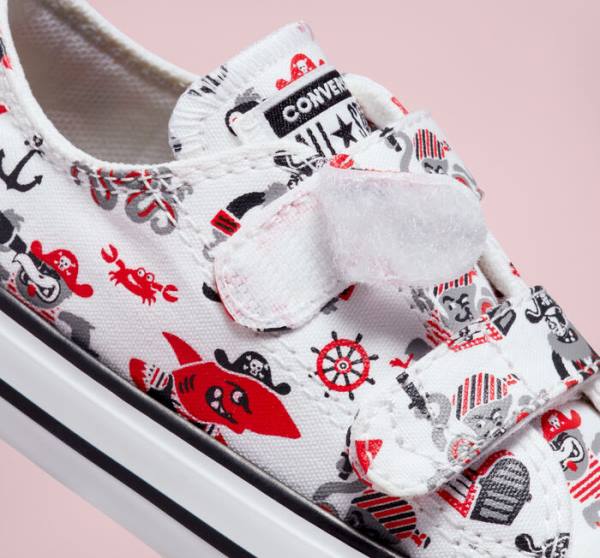 Converse Chuck Taylor All Star Easy-On Pirates Sneakers Low Hvide Rød Sort | CV-109TFN