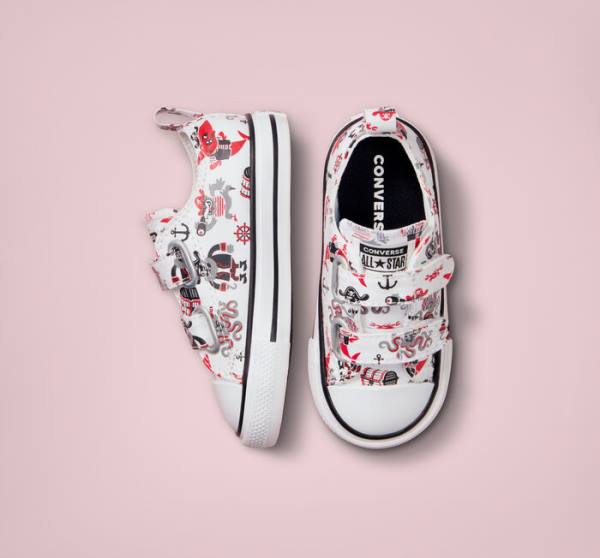 Converse Chuck Taylor All Star Easy-On Pirates Sneakers Low Hvide Rød Sort | CV-109TFN