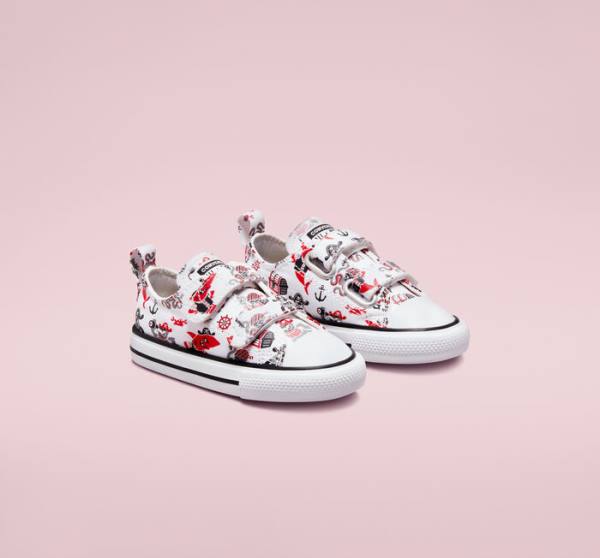 Converse Chuck Taylor All Star Easy-On Pirates Sneakers Low Hvide Rød Sort | CV-109TFN