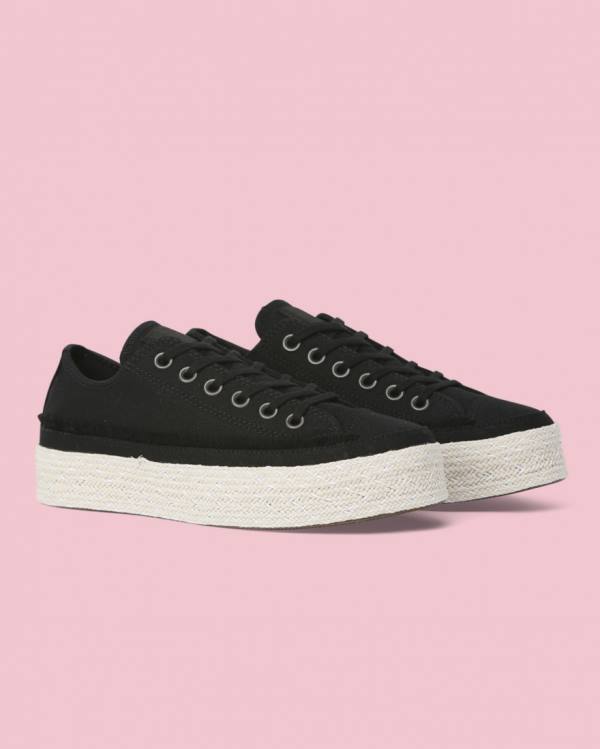 Converse Chuck Taylor All Star Espadrillos Platform Sneakers Low Sort | CV-398FAX