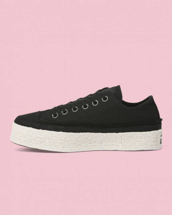 Converse Chuck Taylor All Star Espadrillos Platform Sneakers Low Sort | CV-398FAX