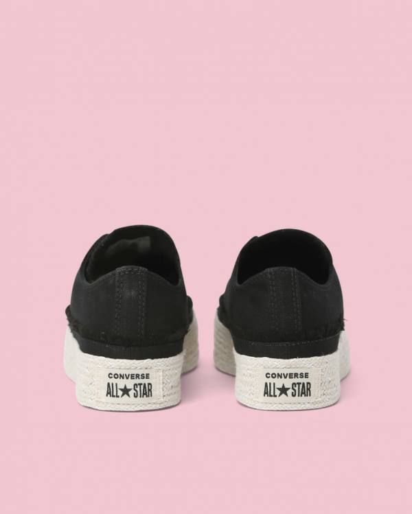 Converse Chuck Taylor All Star Espadrillos Platform Sneakers Low Sort | CV-398FAX