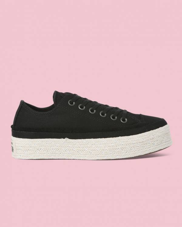 Converse Chuck Taylor All Star Espadrillos Platform Sneakers Low Sort | CV-398FAX