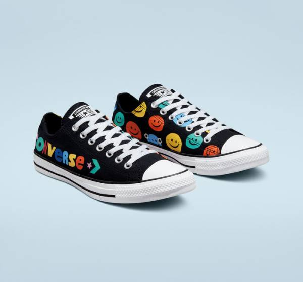 Converse Chuck Taylor All Star Happy Faces Sneakers Low Sort | CV-675XLS