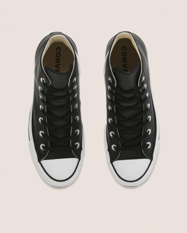 Converse Chuck Taylor All Star Lift Clean Læder Sneakers High Sort | CV-673GBI