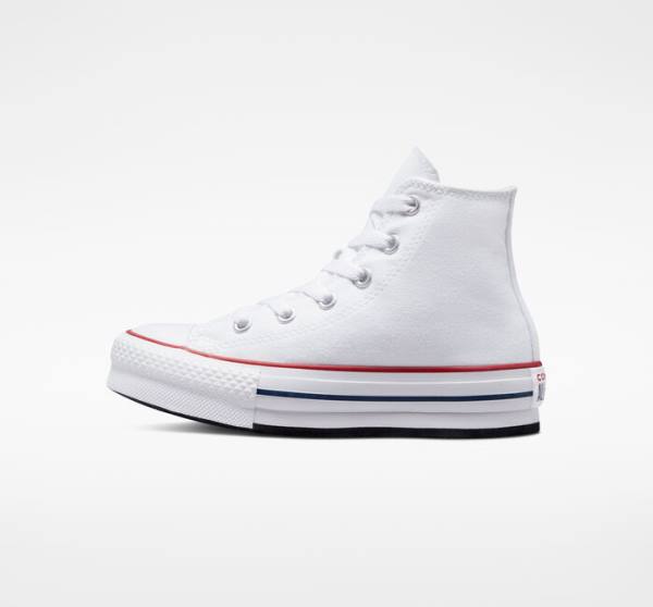 Converse Chuck Taylor All Star Lift Platform Sneakers High Hvide Mørkerød Mørkeblå | CV-182TUC