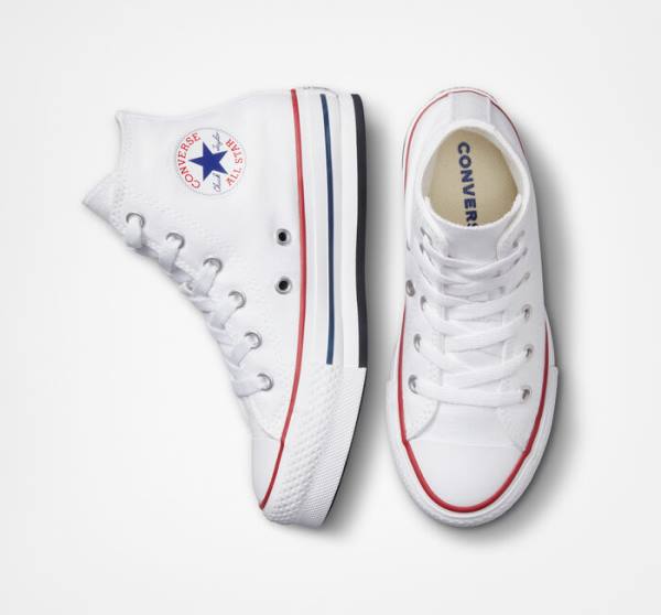 Converse Chuck Taylor All Star Lift Platform Sneakers High Hvide Mørkerød Mørkeblå | CV-182TUC