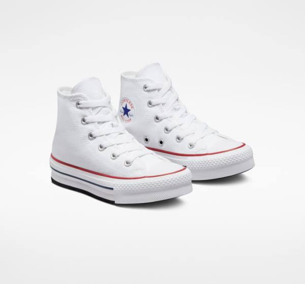 Converse Chuck Taylor All Star Lift Platform Sneakers High Hvide Mørkerød Mørkeblå | CV-182TUC