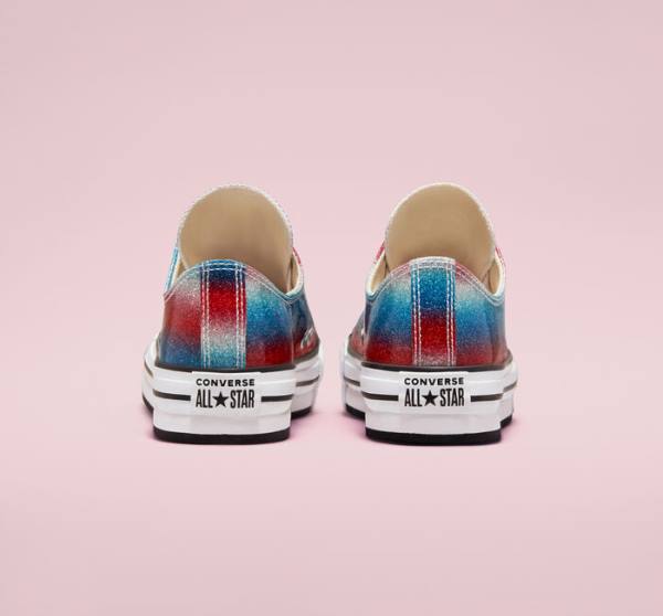 Converse Chuck Taylor All Star Lift Platform Glitter Drip Sneakers Low Blå Hvide Rød | CV-492WPQ