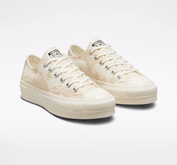 Converse Chuck Taylor All Star Lift Platform Tonal Embroidery Sneakers Low Hvide | CV-531ZIY