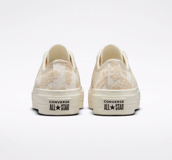 Converse Chuck Taylor All Star Lift Platform Tonal Embroidery Sneakers Low Hvide | CV-531ZIY