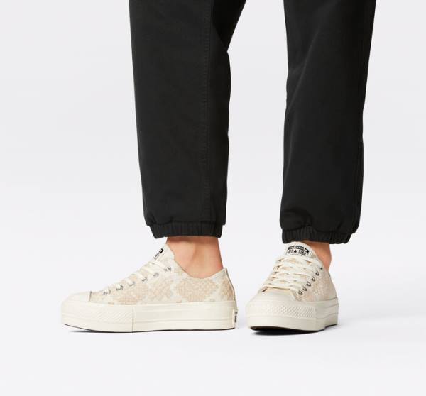 Converse Chuck Taylor All Star Lift Platform Tonal Embroidery Sneakers Low Hvide | CV-531ZIY