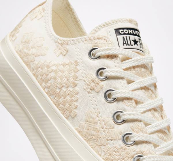 Converse Chuck Taylor All Star Lift Platform Tonal Embroidery Sneakers Low Hvide | CV-531ZIY