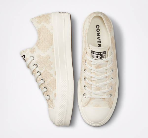 Converse Chuck Taylor All Star Lift Platform Tonal Embroidery Sneakers Low Hvide | CV-531ZIY